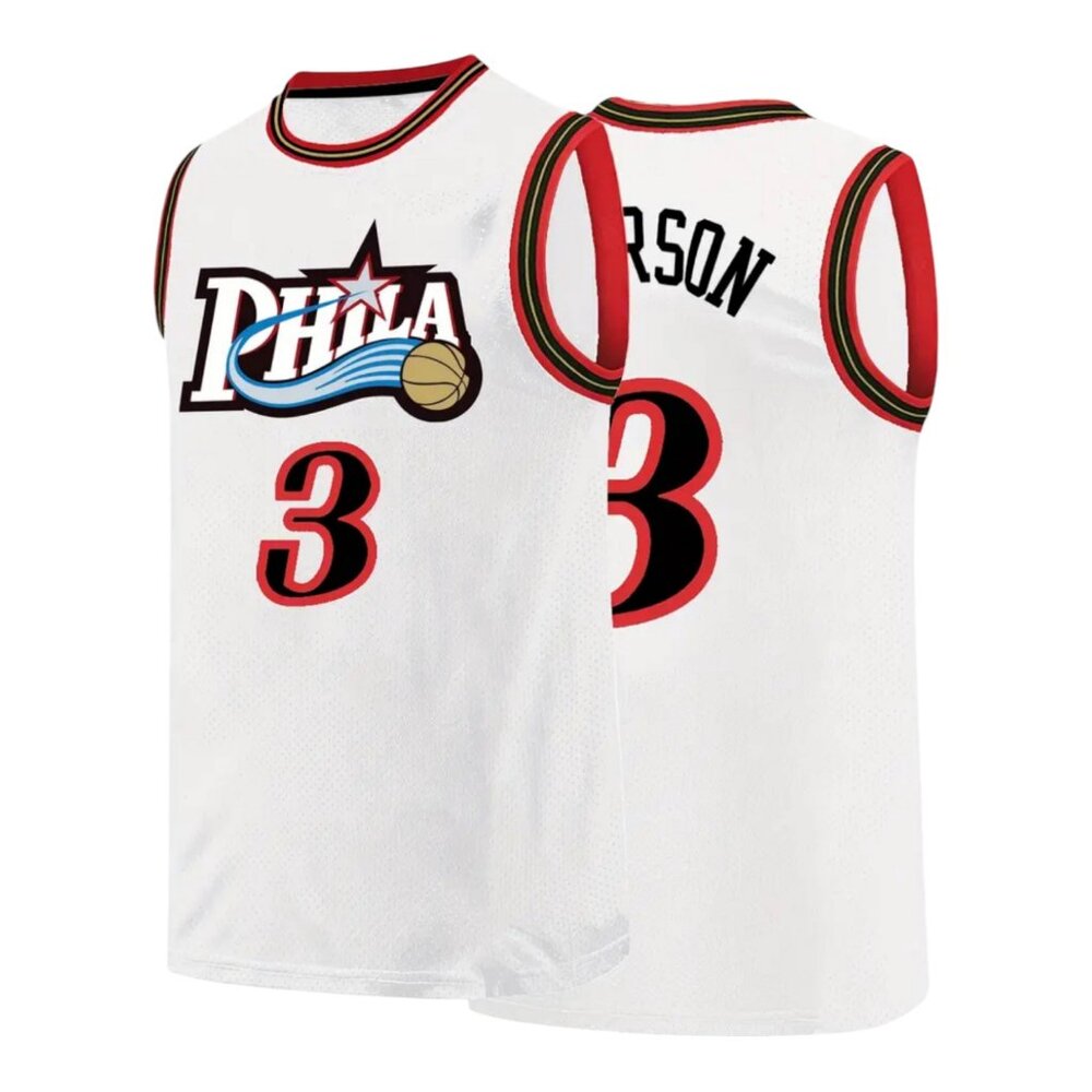 Philadelphia 76ers Allen Iverson Basketball Jersey #3 Stitched Men's WHITE